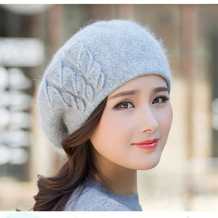Béret d'hiver en tricot pour femme - Gris - M (56 - 58cm) | La boutique du chapeau