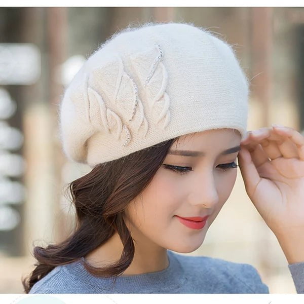 Béret d'hiver en tricot pour femme - Beige - M (56 - 58cm) | La boutique du chapeau