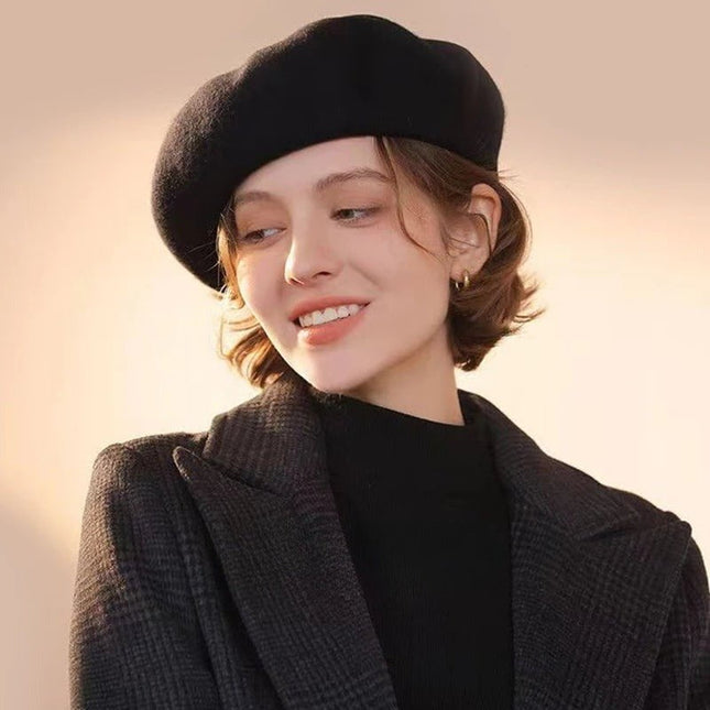 Béret élégant en Laine - Noir - Ajustable (du 54 au 59) | La boutique du chapeau