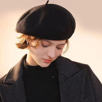Béret élégant en Laine - Noir - Ajustable (du 54 au 59) | La boutique du chapeau