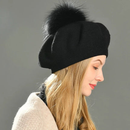 Béret en coton avec pompon - 16 - Ajustable (du 54 au 59) | La boutique du chapeau
