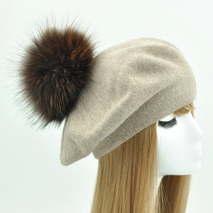 Béret en coton avec pompon - 21 - Ajustable (du 54 au 59) | La boutique du chapeau