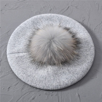 Béret en coton avec pompon - 8 - Ajustable (du 54 au 59) | La boutique du chapeau