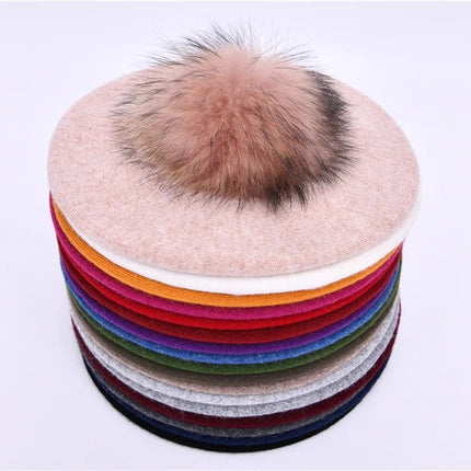 Béret en coton avec pompon - 21 - Ajustable (du 54 au 59) | La boutique du chapeau