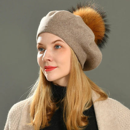 Béret en coton avec pompon - 16 - Ajustable (du 54 au 59) | La boutique du chapeau