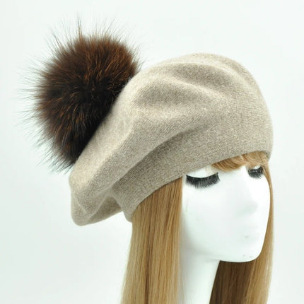 Béret en coton avec pompon - 21 - Ajustable (du 54 au 59) | La boutique du chapeau
