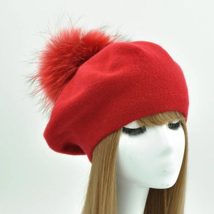 Béret en coton avec pompon - 21 - Ajustable (du 54 au 59) | La boutique du chapeau