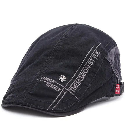 Béret en coton brodé - Noir - Ajustable (du 54 au 59) | La boutique du chapeau