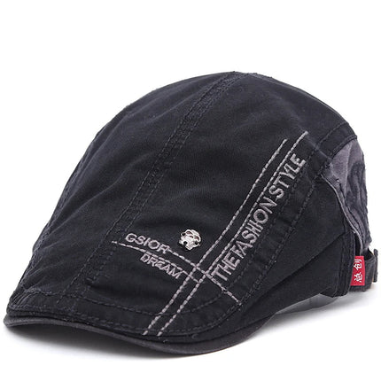 Béret en coton brodé - Bleu - Ajustable (du 54 au 59) | La boutique du chapeau