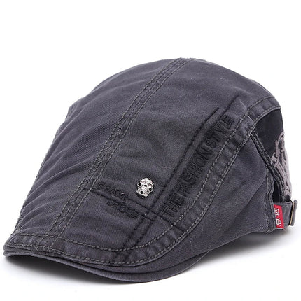 Béret en coton brodé - Bleu - Ajustable (du 54 au 59) | La boutique du chapeau