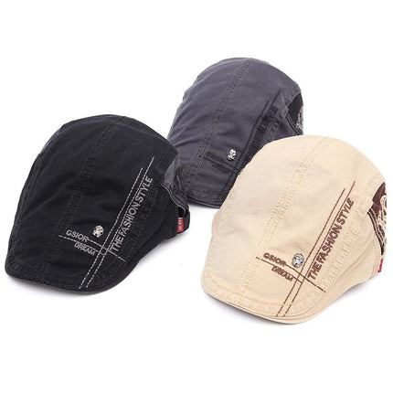 Béret en coton brodé - Bleu - Ajustable (du 54 au 59) | La boutique du chapeau
