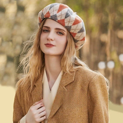 Béret en laine à Carreaux - Jaune - Ajustable (du 54 au 59) | La boutique du chapeau