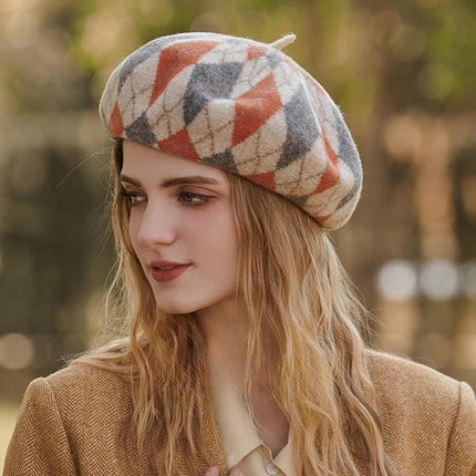 Béret en laine à Carreaux - Jaune - Ajustable (du 54 au 59) | La boutique du chapeau