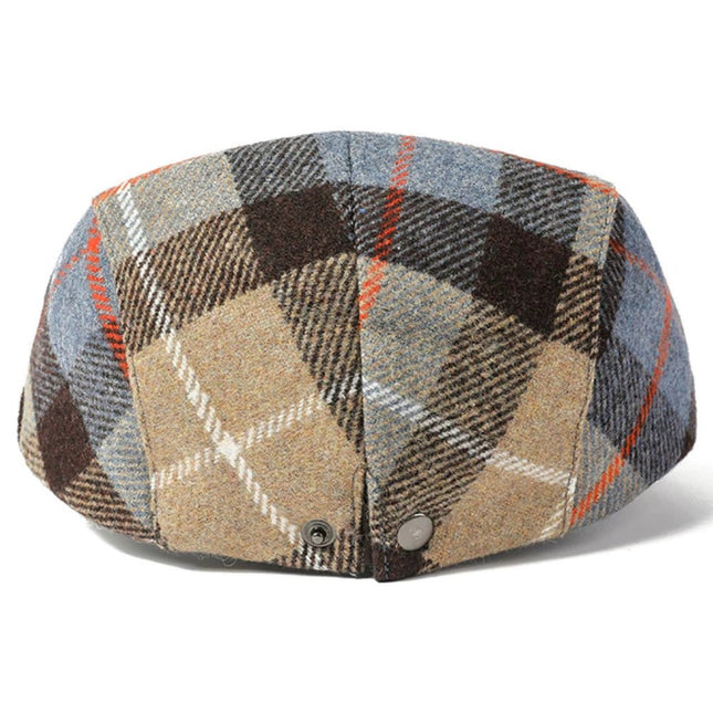 Béret en laine à carreaux - Khaki - Ajustable (du 54 au 59) | La boutique du chapeau