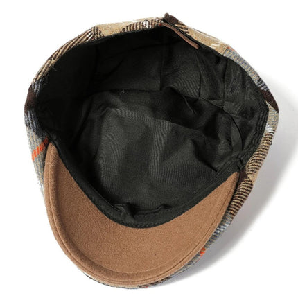 Béret en laine à carreaux - Khaki - Ajustable (du 54 au 59) | La boutique du chapeau