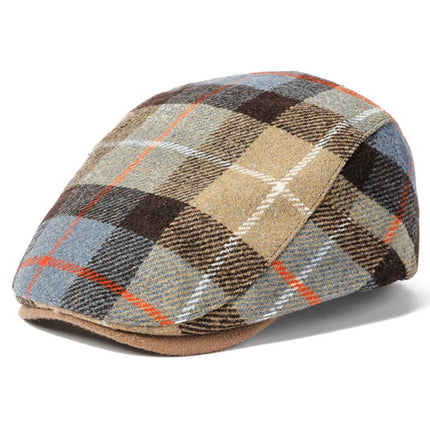 Béret en laine à carreaux - Khaki - Ajustable (du 54 au 59) | La boutique du chapeau