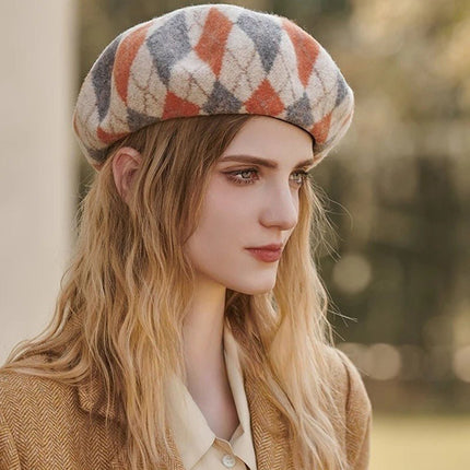Béret en laine à Carreaux - Jaune - Ajustable (du 54 au 59) | La boutique du chapeau