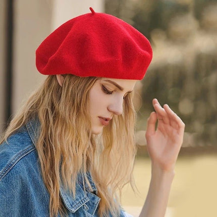Béret en laine classique - Rouge - Ajustable (du 54 au 59) | La boutique du chapeau