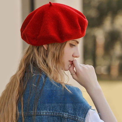Béret en laine classique - Rouge - Ajustable (du 54 au 59) | La boutique du chapeau