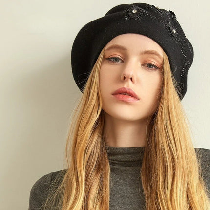 Béret en laine et cachemire - Noir - Ajustable (du 54 au 59) | La boutique du chapeau