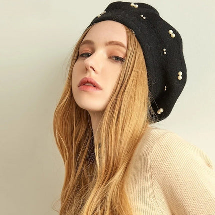 Béret en laine et cachemire - Noir 2 - Ajustable (du 54 au 59) | La boutique du chapeau