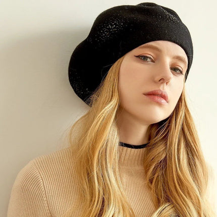 Béret en laine et cachemire - Noir 2 - Ajustable (du 54 au 59) | La boutique du chapeau