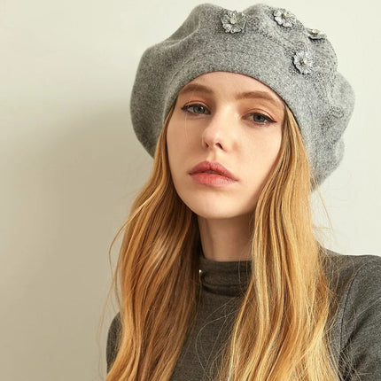Béret en laine et cachemire - Gris - Ajustable (du 54 au 59) | La boutique du chapeau