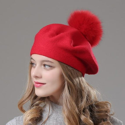 Béret en laine et coton - Rouge - M (56 - 58cm) | La boutique du chapeau
