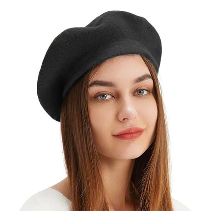 Béret en laine mélangée - Noir - Ajustable (du 54 au 59) | La boutique du chapeau