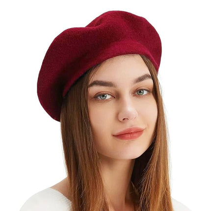 Béret en laine mélangée - Bordeau - Ajustable (du 54 au 59) | La boutique du chapeau