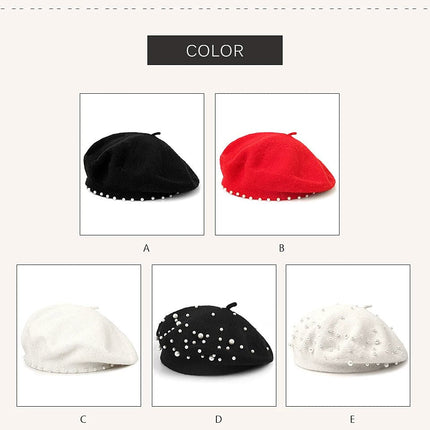Béret en laine perlé - Rose 2 - Ajustable (du 54 au 59) | La boutique du chapeau