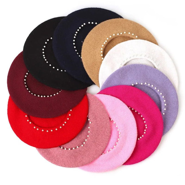 Béret en laine perlé - Noir - Ajustable (du 54 au 59) | La boutique du chapeau