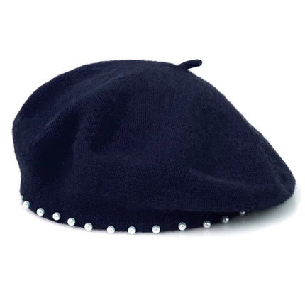 Béret en laine perlé - Bleu - Ajustable (du 54 au 59) | La boutique du chapeau