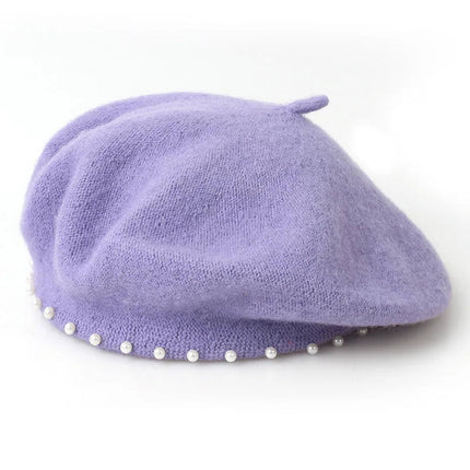 Béret en laine perlé - Violet - Ajustable (du 54 au 59) | La boutique du chapeau