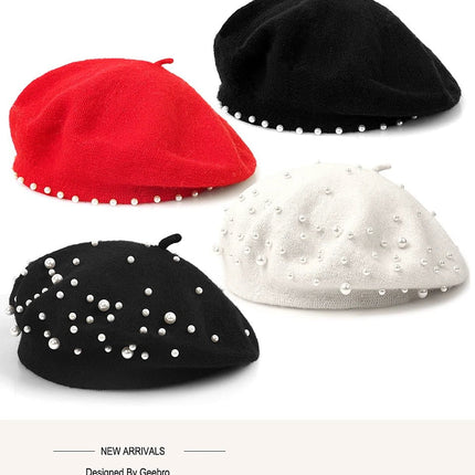 Béret en laine perlé - Rose 2 - Ajustable (du 54 au 59) | La boutique du chapeau