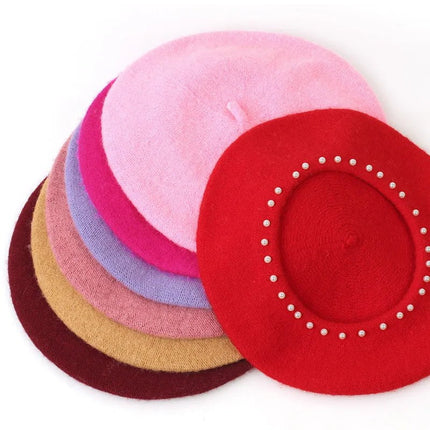 Béret en laine perlé - Noir - Ajustable (du 54 au 59) | La boutique du chapeau