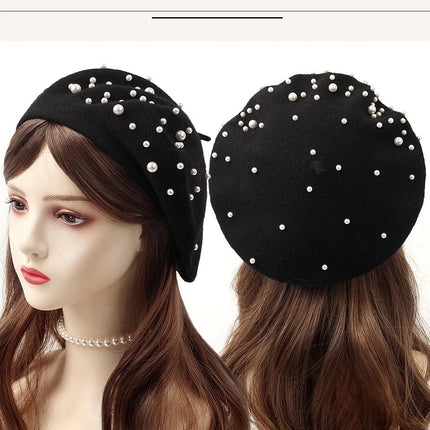Béret en laine perlé - Rose 2 - Ajustable (du 54 au 59) | La boutique du chapeau