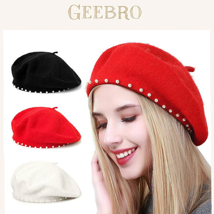 Béret en laine perlé - Rose 2 - Ajustable (du 54 au 59) | La boutique du chapeau