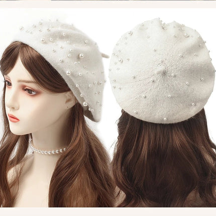 Béret en laine perlé - Rose 2 - Ajustable (du 54 au 59) | La boutique du chapeau