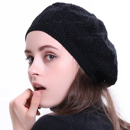 Béret en tricot - Noir - Ajustable (du 54 au 59) | La boutique du chapeau