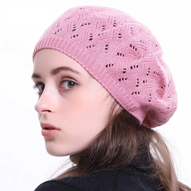 Béret en tricot femme - Rose - Ajustable (du 54 au 59) | La boutique du chapeau