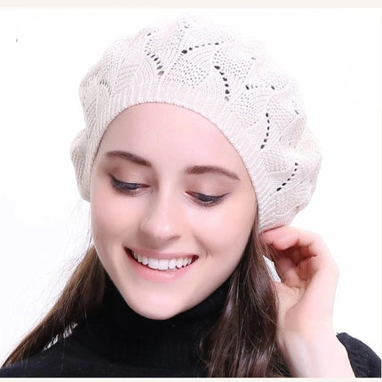 Béret en tricot pour femme - Rose - Ajustable (du 54 au 59) | La boutique du chapeau