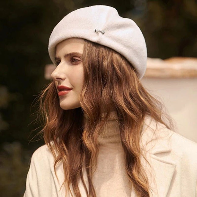 Béret femme britannique - Blanc - Ajustable (du 54 au 59) | La boutique du chapeau