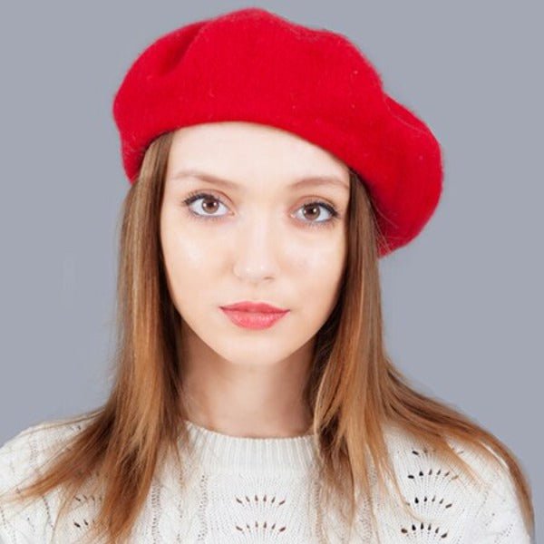Béret femme en laine - Rouge - M (56 - 58cm) | La boutique du chapeau