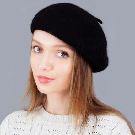 Béret femme en laine - Noir - M (56 - 58cm) | La boutique du chapeau