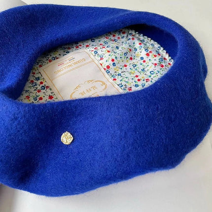 Béret femme en laine - Bleu - Ajustable (du 54 au 59) | La boutique du chapeau
