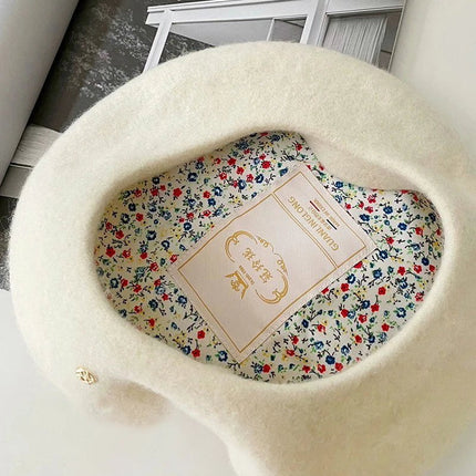 Béret femme en laine - Blanc - Ajustable (du 54 au 59) | La boutique du chapeau