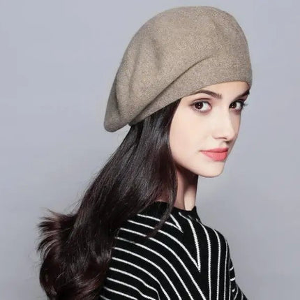 Béret Femme en Laine Automne - Taupe - Ajustable (du 54 au 59) | La boutique du chapeau