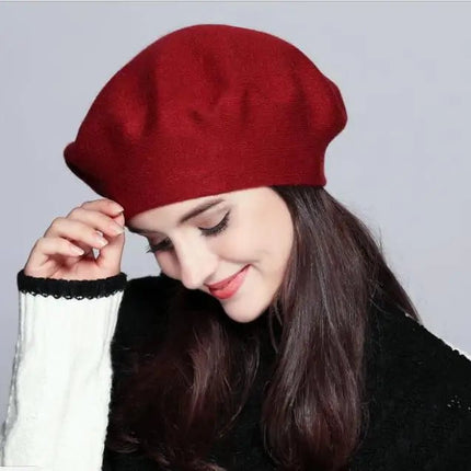Béret Femme en Laine Automne - Bordeau - Ajustable (du 54 au 59) | La boutique du chapeau