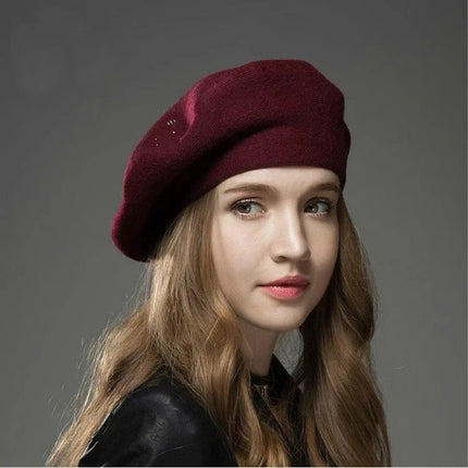 Béret femme en laine et coton - Bordeau - Ajustable (du 54 au 59) | La boutique du chapeau